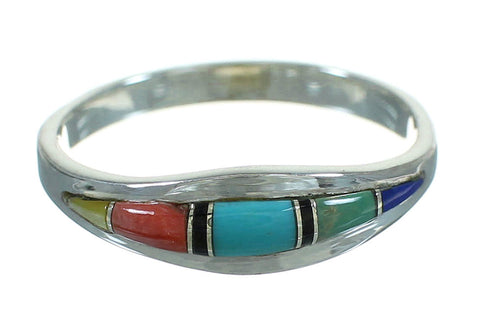 Southwestern Authentic Sterling Silver Multicolor Ring Size 5-3/4 QX85599